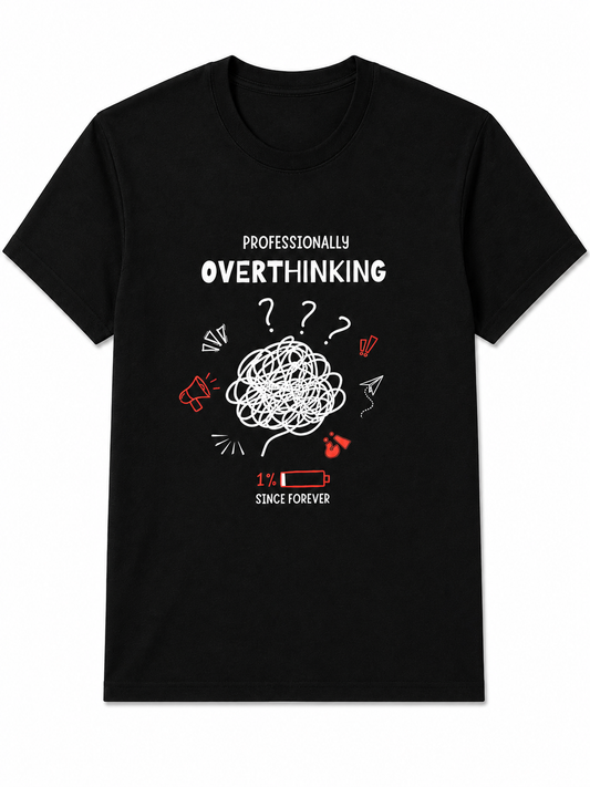 Professionally Overthinking | Men's Premium 180-GSM Regular Fit Cotton T-Shirt
