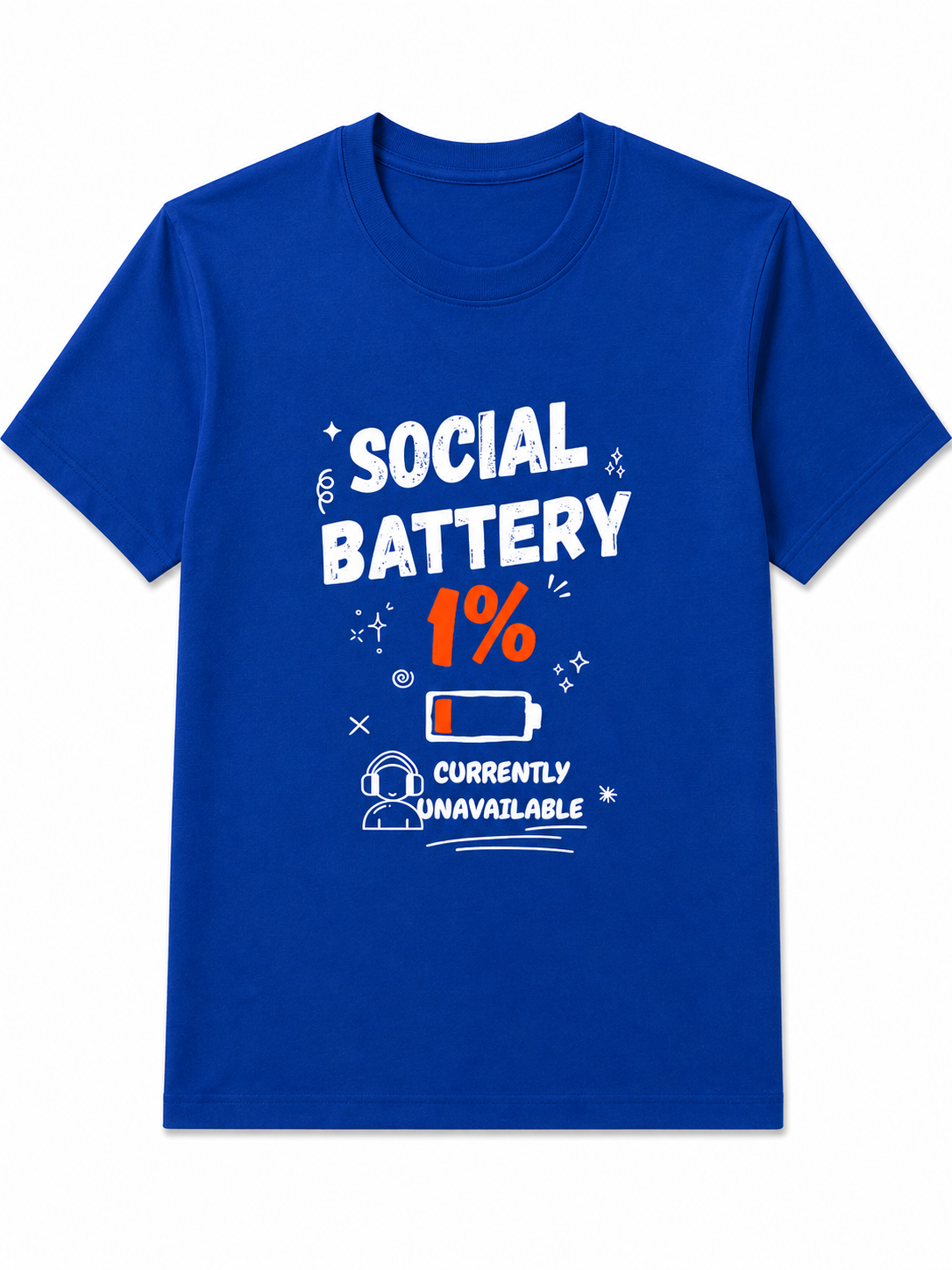Social Battery | Men's Premium 180-GSM Regular Fit Cotton T-Shirt