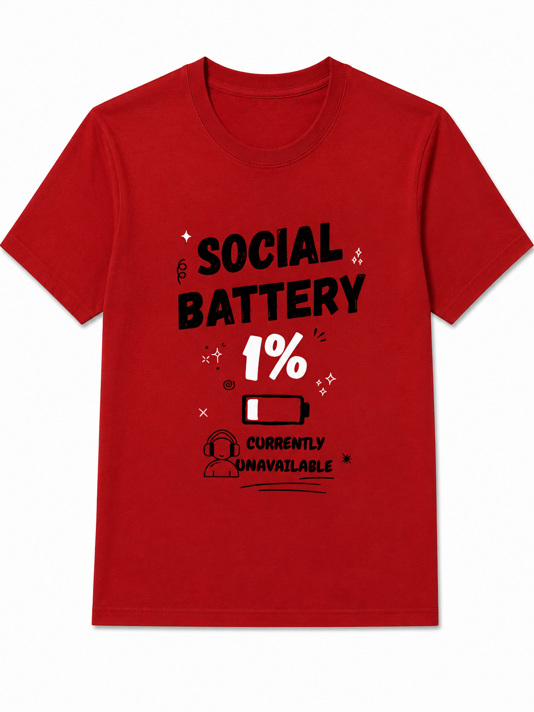 Social Battery | Men's Premium 180-GSM Regular Fit Cotton T-Shirt