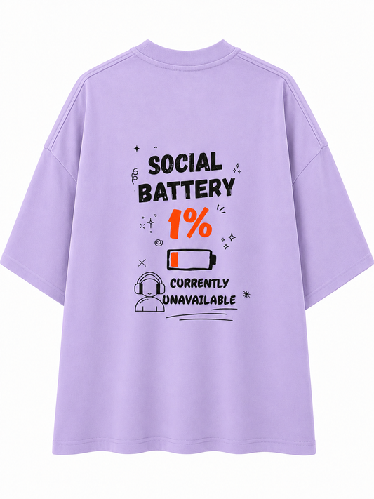 Social Battery | Unisex Oversized 240 GSM French Terry T-Shirt