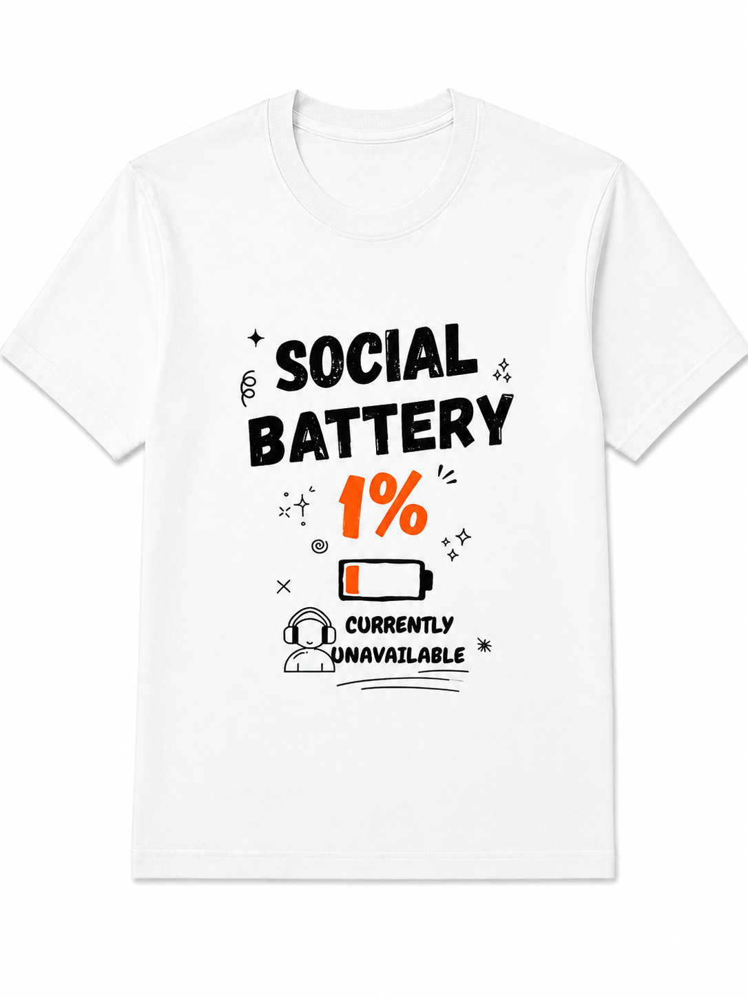 Social Battery | Men's Premium 180-GSM Regular Fit Cotton T-Shirt