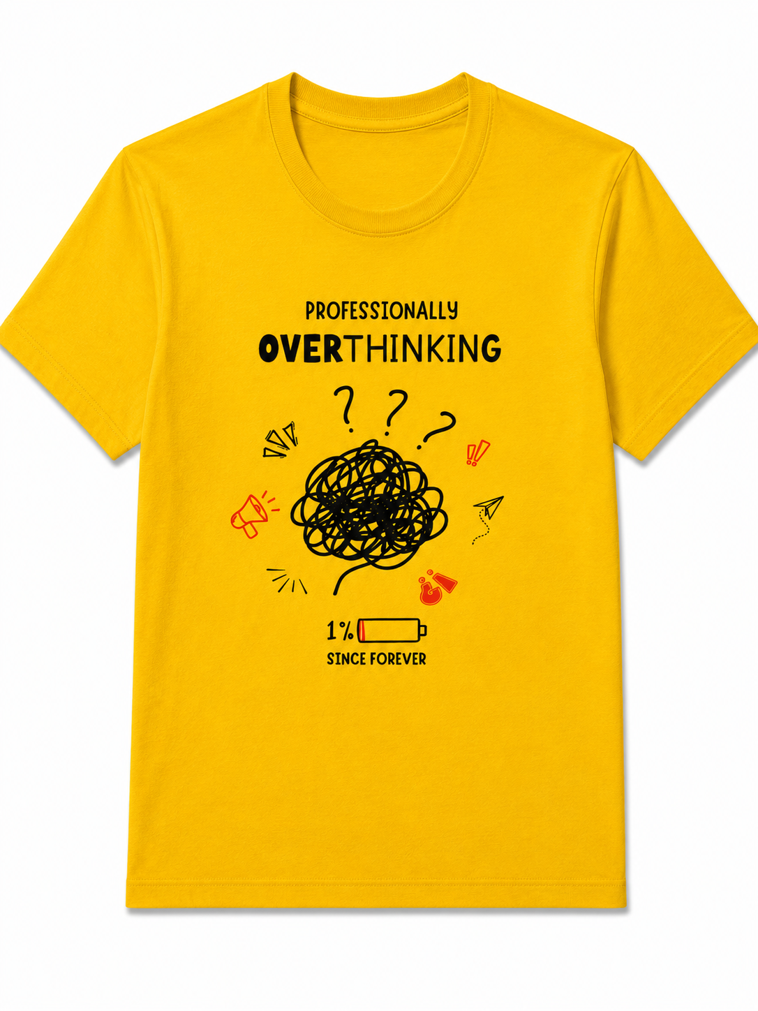Professionally Overthinking | Men's Premium 180-GSM Regular Fit Cotton T-Shirt